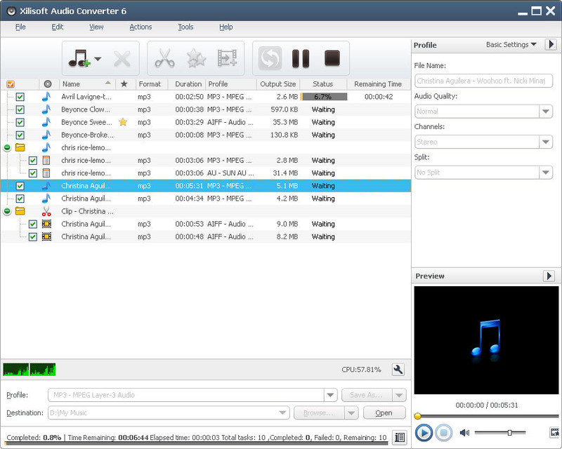 Xilisoft Audio Converter Screenshot